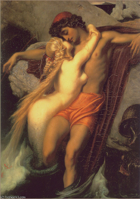 WikiOO.org - Encyclopedia of Fine Arts - Malba, Artwork Lord Frederic Leighton - the fisherman and the syren