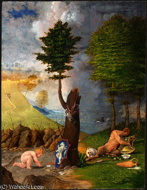 WikiOO.org - Encyclopedia of Fine Arts - Lukisan, Artwork Lorenzo Lotto - allegory of virtue and vice