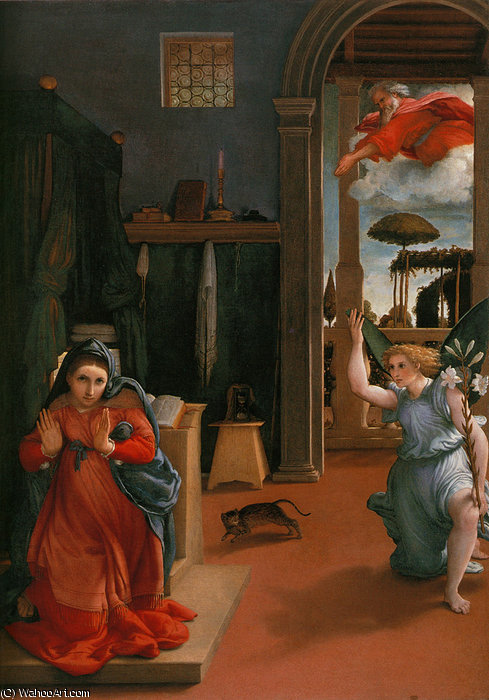 Wikioo.org – La Enciclopedia de las Bellas Artes - Pintura, Obras de arte de Lorenzo Lotto - Anunciación
