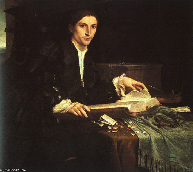 Wikioo.org - The Encyclopedia of Fine Arts - Painting, Artwork by Lorenzo Lotto - young man in his study