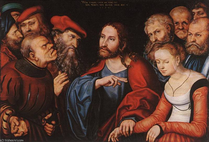 Wikioo.org – L'Encyclopédie des Beaux Arts - Peinture, Oeuvre de Lucas Cranach The Elder - Christ et la femme adultère