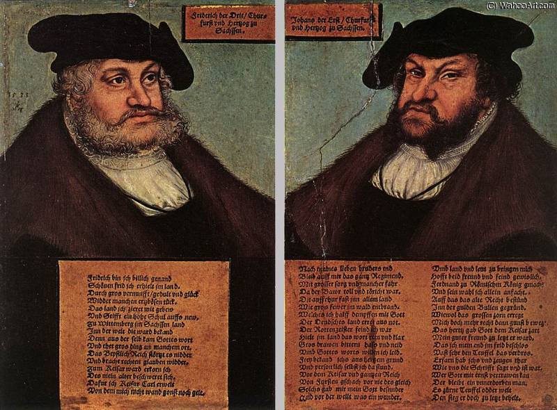 WikiOO.org - Encyclopedia of Fine Arts - Maľba, Artwork Lucas Cranach The Elder - Portraits Of Johann I And Frederick III