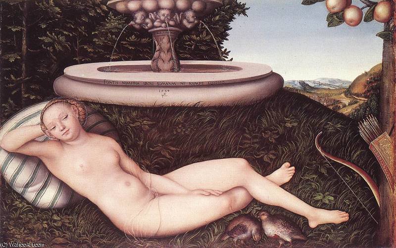 WikiOO.org – 美術百科全書 - 繪畫，作品 Lucas Cranach The Elder - 若虫 的  的  喷泉