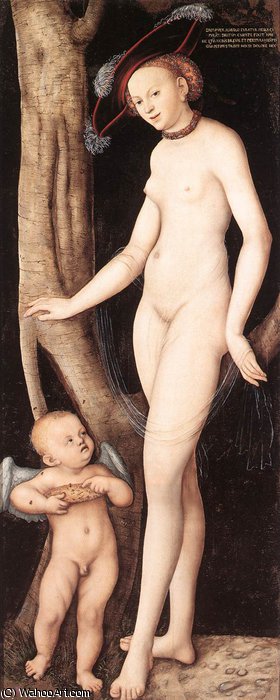 Wikioo.org - สารานุกรมวิจิตรศิลป์ - จิตรกรรม Lucas Cranach The Elder - venus and cupid with a honeycomb