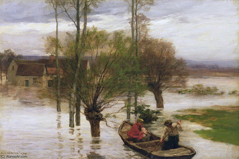 Wikioo.org - The Encyclopedia of Fine Arts - Painting, Artwork by Léon Augustin L'hermitte - a flood