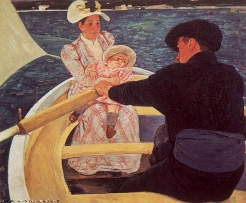 WikiOO.org - Güzel Sanatlar Ansiklopedisi - Resim, Resimler Mary Stevenson Cassatt - a ride in a rowing boat - oil on canvas -