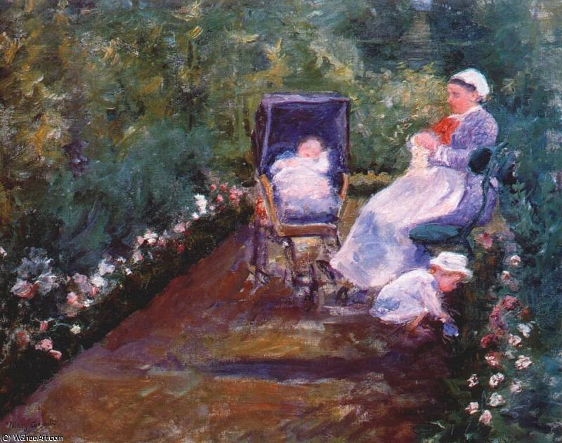 Wikioo.org - The Encyclopedia of Fine Arts - Painting, Artwork by Mary Stevenson Cassatt - children in a garden (the nurse) -