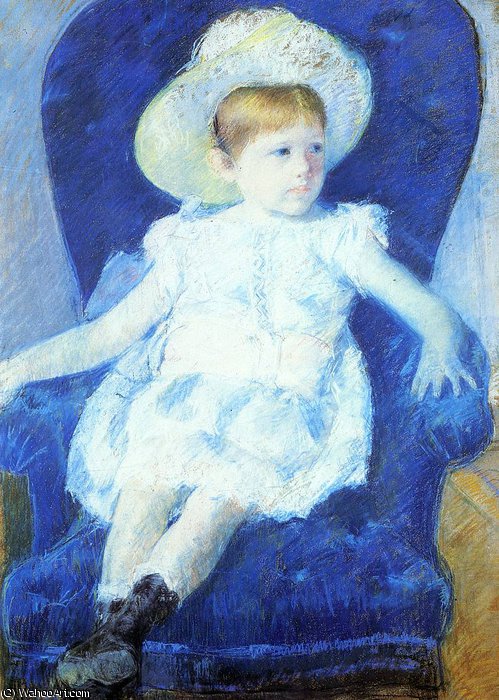 Wikioo.org - สารานุกรมวิจิตรศิลป์ - จิตรกรรม Mary Stevenson Cassatt - Elsie in a Blue Chair