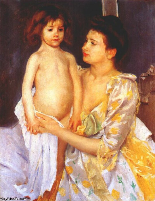 Wikioo.org – La Enciclopedia de las Bellas Artes - Pintura, Obras de arte de Mary Stevenson Cassatt - Jules de ser secada con su Madre