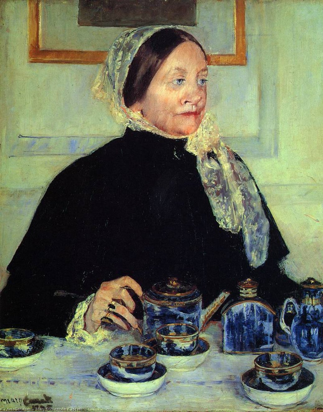 WikiOO.org - Enciclopédia das Belas Artes - Pintura, Arte por Mary Stevenson Cassatt - Lady at the Tea Table