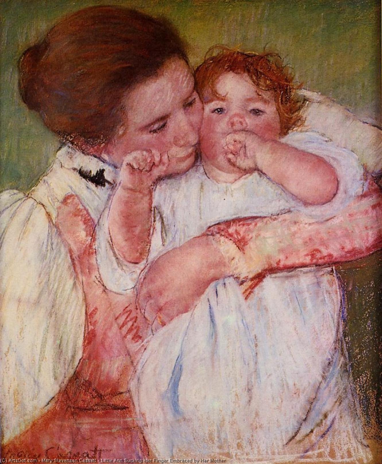 Wikioo.org - Encyklopedia Sztuk Pięknych - Malarstwo, Grafika Mary Stevenson Cassatt - Little Ann Sucking Her Finger Embraced by Her Mother