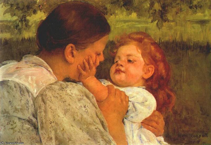 Wikioo.org - The Encyclopedia of Fine Arts - Painting, Artwork by Mary Stevenson Cassatt - maternal caress