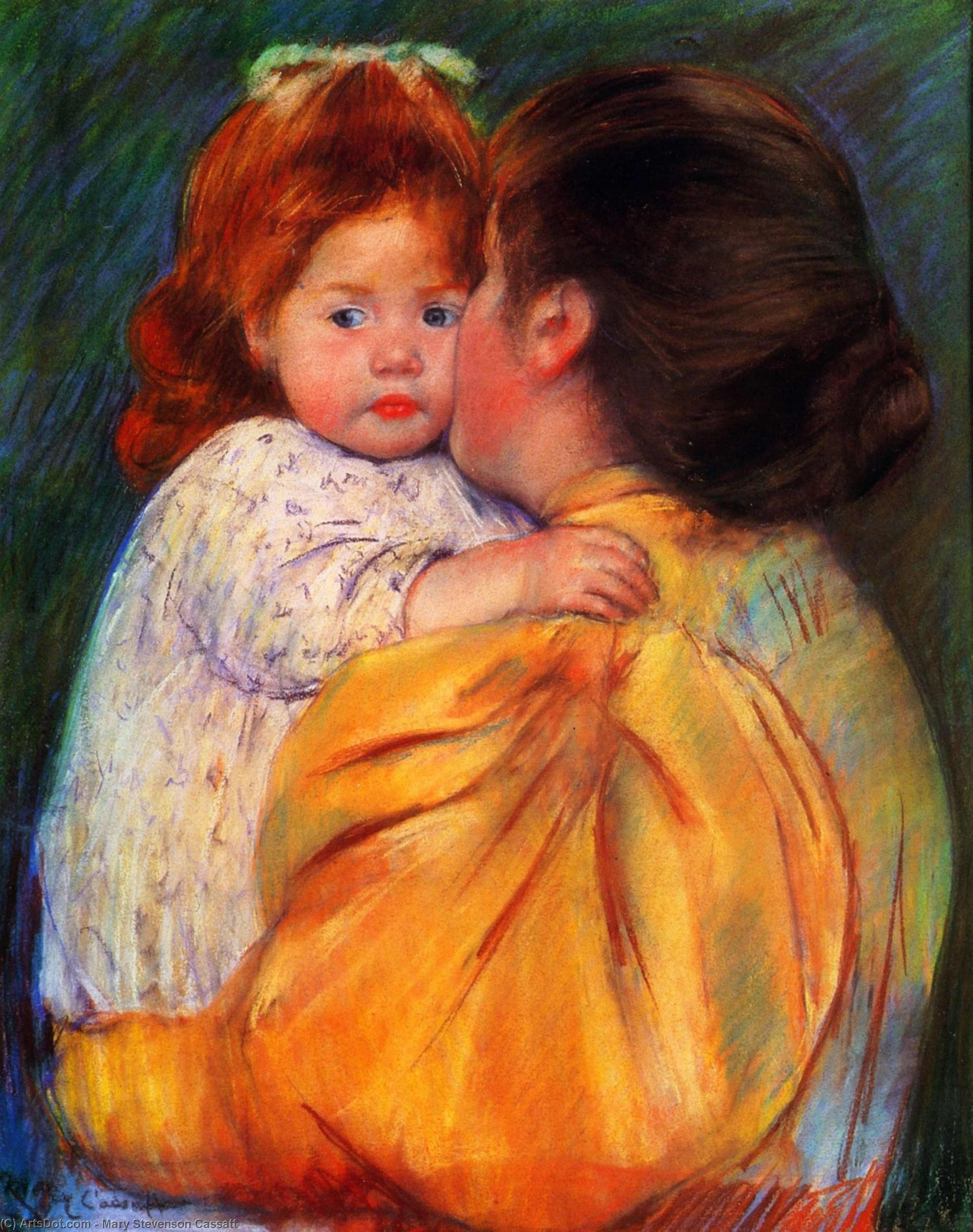 Wikioo.org - The Encyclopedia of Fine Arts - Painting, Artwork by Mary Stevenson Cassatt - maternal kiss