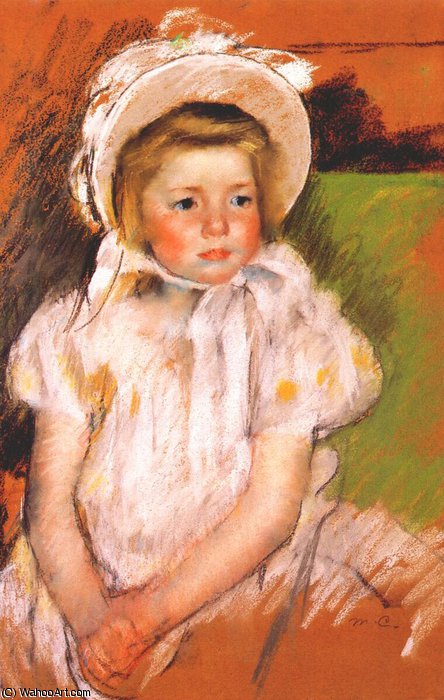 WikiOO.org - Encyclopedia of Fine Arts - Lukisan, Artwork Mary Stevenson Cassatt - simone in a white bonnet