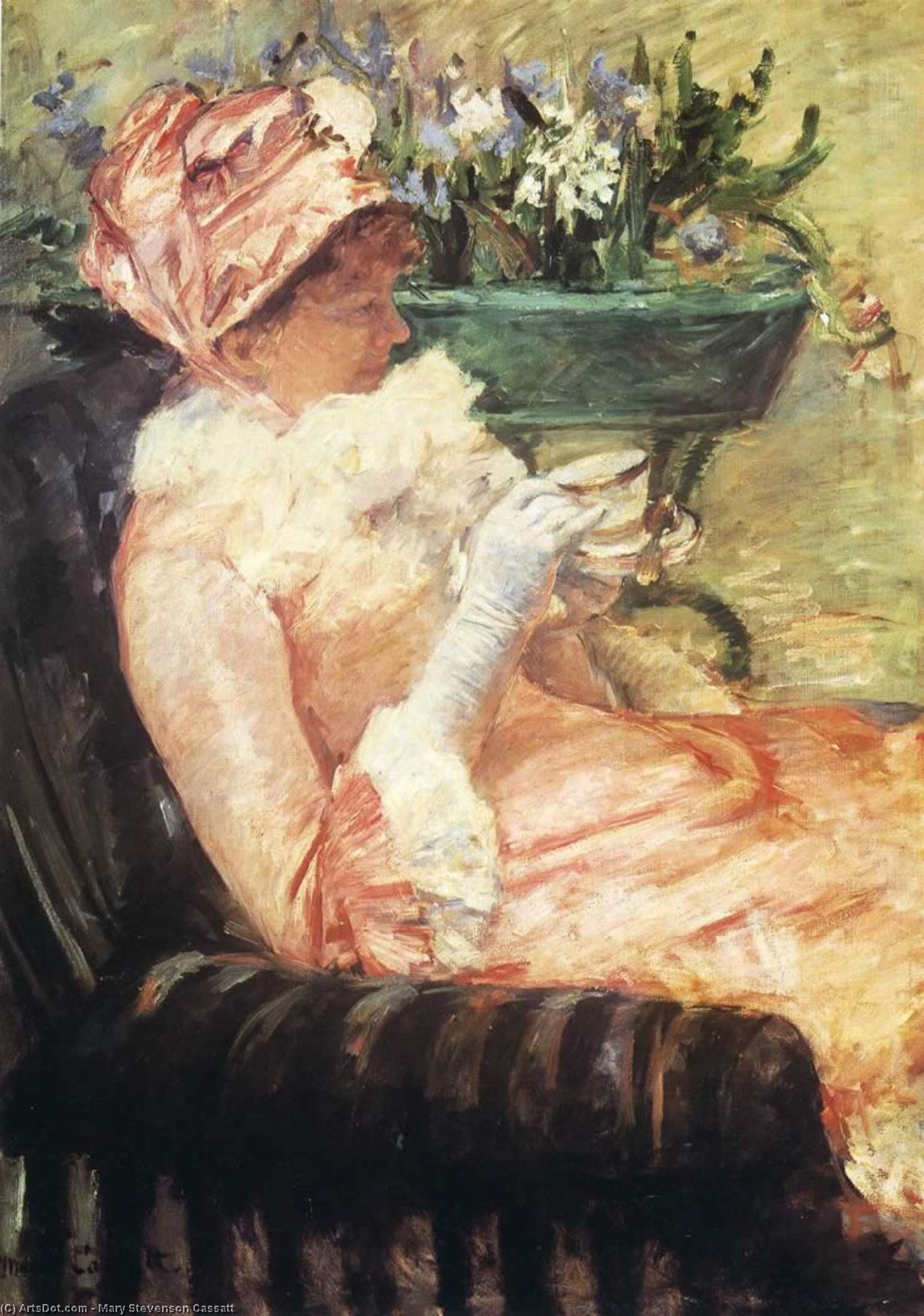Wikioo.org - Encyklopedia Sztuk Pięknych - Malarstwo, Grafika Mary Stevenson Cassatt - the cup of tea - oil on canvas -