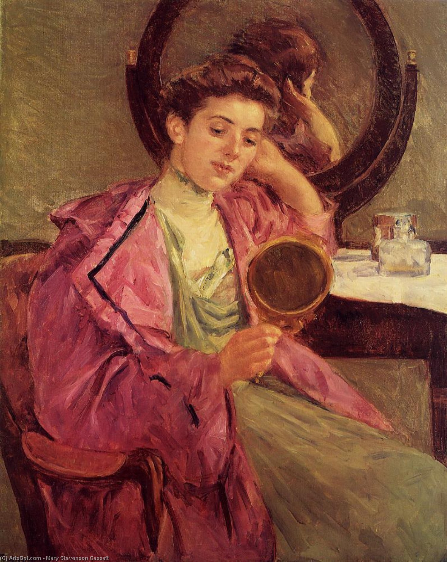 WikiOO.org - Енциклопедія образотворчого мистецтва - Живопис, Картини
 Mary Stevenson Cassatt - Woman at Her Toilette