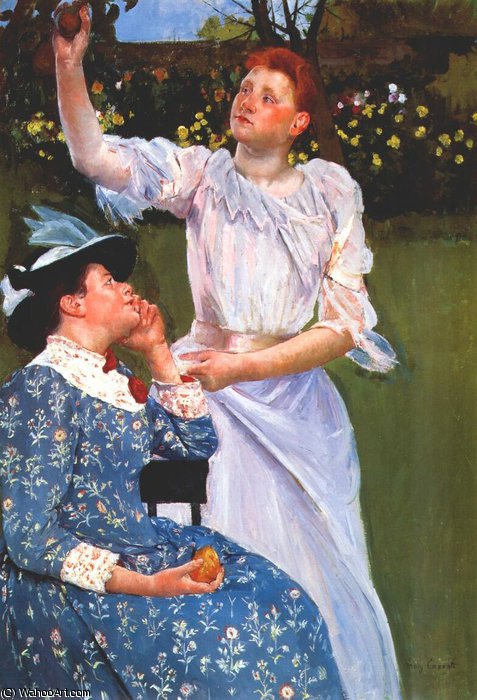 Wikioo.org - The Encyclopedia of Fine Arts - Painting, Artwork by Mary Stevenson Cassatt - young women picking fruit