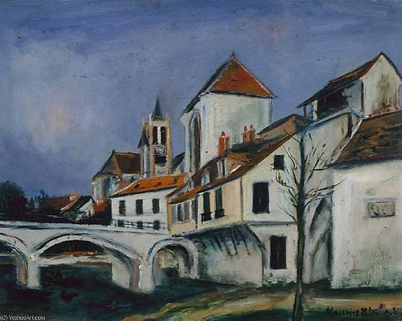Wikioo.org - The Encyclopedia of Fine Arts - Painting, Artwork by Maurice Utrillo - Bridge and Church