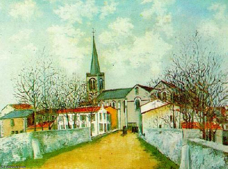 WikiOO.org - אנציקלופדיה לאמנויות יפות - ציור, יצירות אמנות Maurice Utrillo - Church in Suburbs