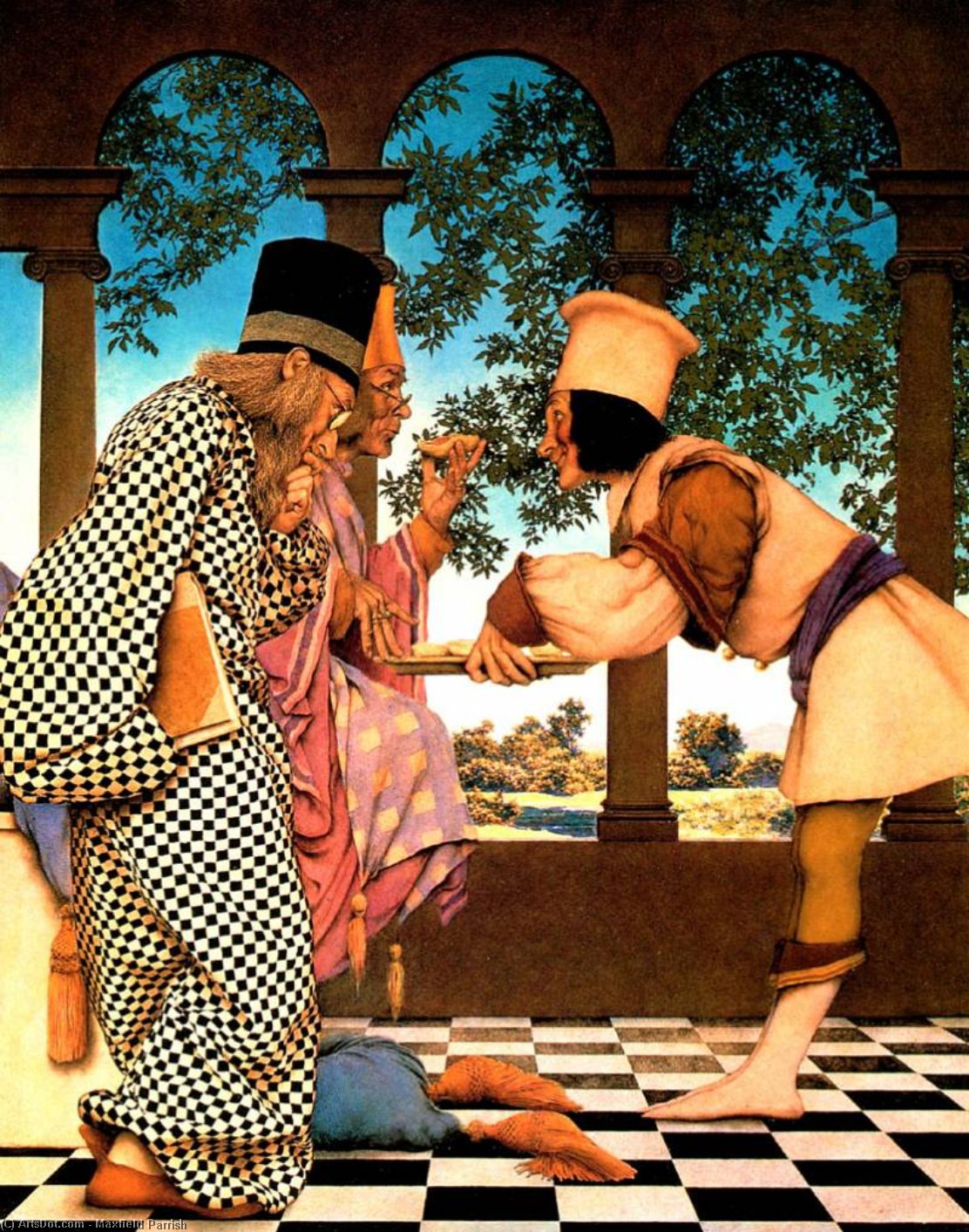 Wikioo.org - The Encyclopedia of Fine Arts - Painting, Artwork by Maxfield Parrish - the king samples the tarts
