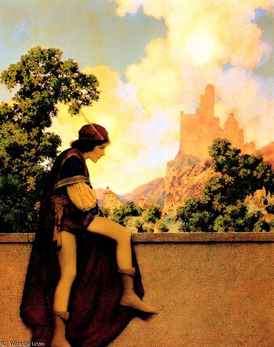 Wikioo.org - The Encyclopedia of Fine Arts - Painting, Artwork by Maxfield Parrish - the knave watching violetta depart