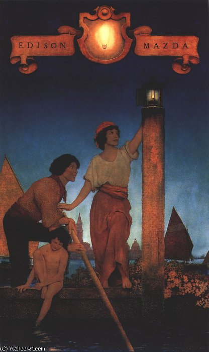 Wikioo.org - สารานุกรมวิจิตรศิลป์ - จิตรกรรม Maxfield Parrish - venetian lamplighters