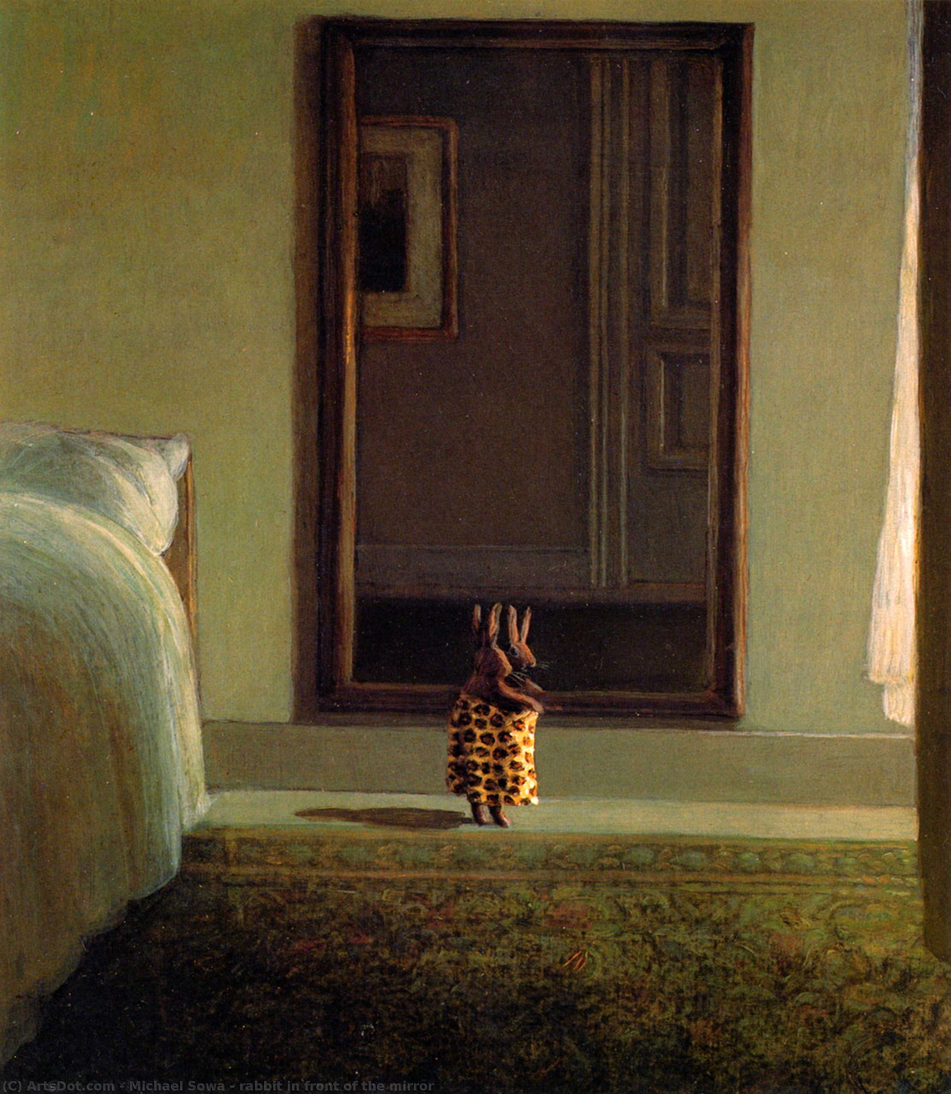 Wikioo.org - The Encyclopedia of Fine Arts - Painting, Artwork by Michael Sowa - rabbit in front of the mirror