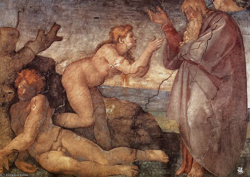 Wikioo.org – La Enciclopedia de las Bellas Artes - Pintura, Obras de arte de Michelangelo Buonarroti - Creación d'Eve