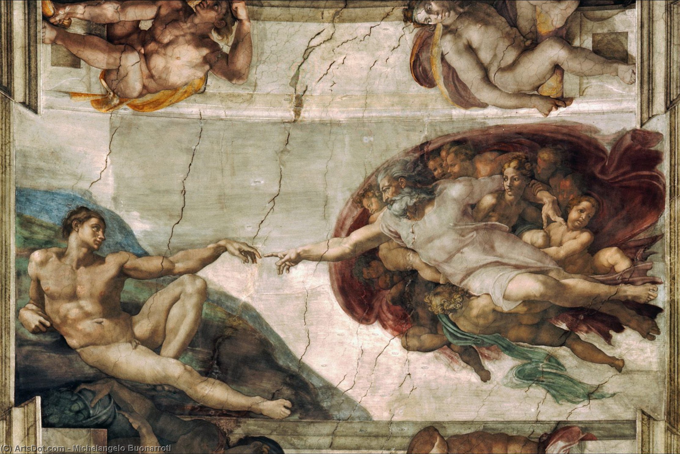 WikiOO.org - Enciclopedia of Fine Arts - Pictura, lucrări de artă Michelangelo Buonarroti - Creation of Adam