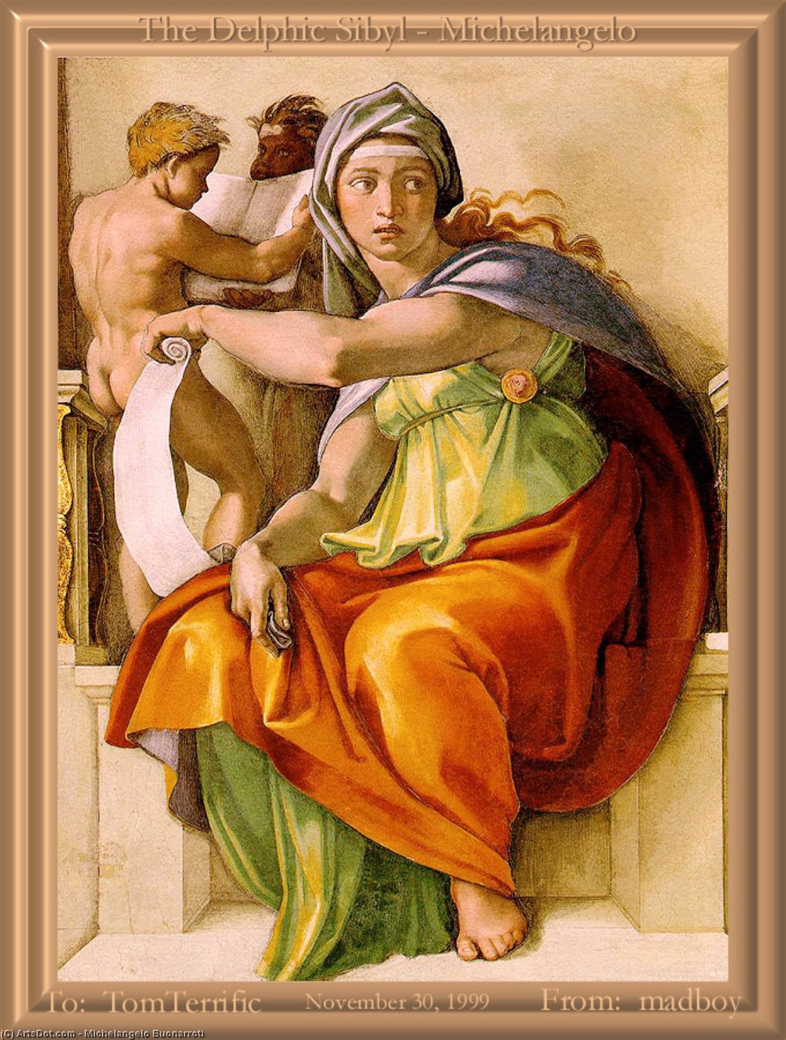 WikiOO.org - Enciklopedija dailės - Tapyba, meno kuriniai Michelangelo Buonarroti - mad boy
