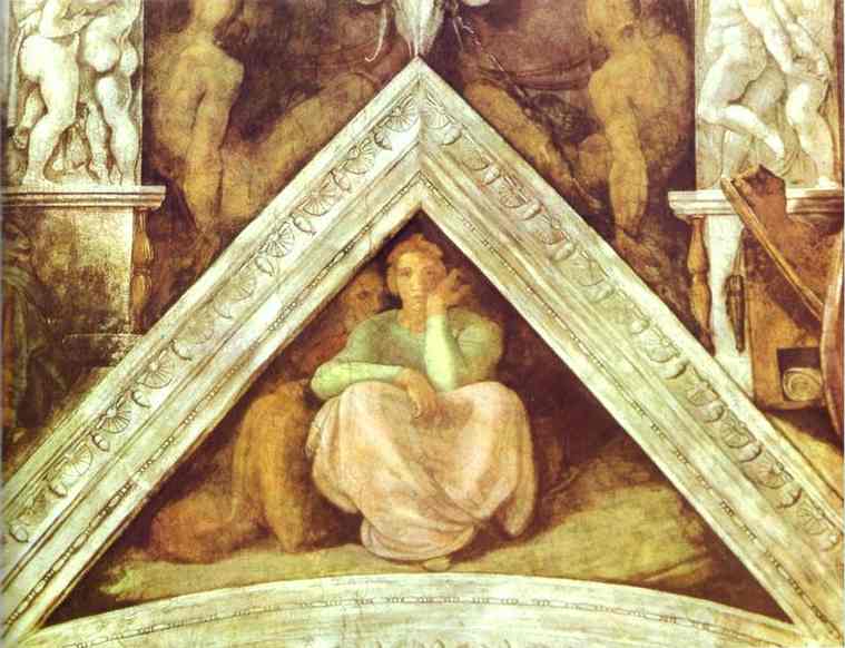 Wikioo.org - The Encyclopedia of Fine Arts - Painting, Artwork by Michelangelo Buonarroti - The Ancestors of Christ; Jesse, David and Solomon