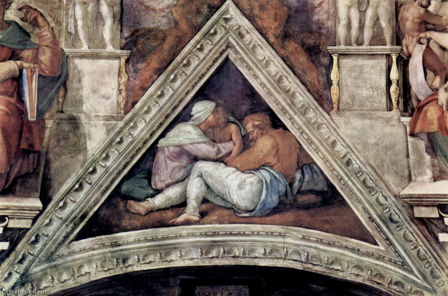 Wikioo.org – L'Enciclopedia delle Belle Arti - Pittura, Opere di Michelangelo Buonarroti - gli antenati di cristo ; Josias , ieconia e salathiel