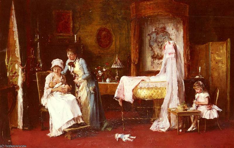 Wikioo.org - The Encyclopedia of Fine Arts - Painting, Artwork by Mihaly Munkacsy - maternal happiness