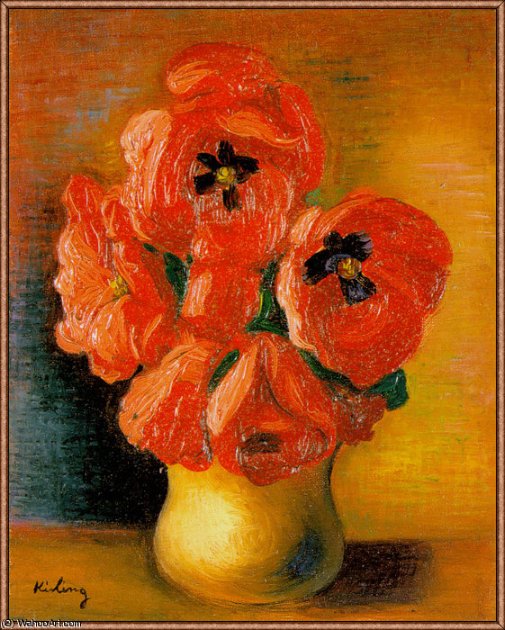 WikiOO.org - Encyclopedia of Fine Arts - Maľba, Artwork Moise Kisling - Bouquet de Pivoines