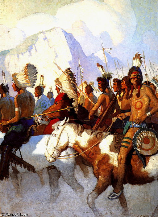 Wikioo.org - The Encyclopedia of Fine Arts - Painting, Artwork by Nc Wyeth - an indian war party