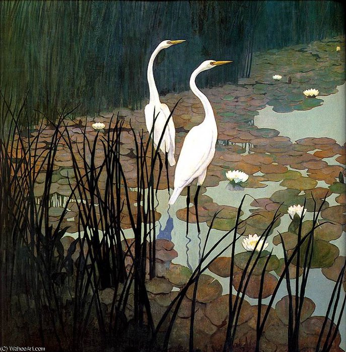 Wikioo.org - The Encyclopedia of Fine Arts - Painting, Artwork by Nc Wyeth - egrets pt i