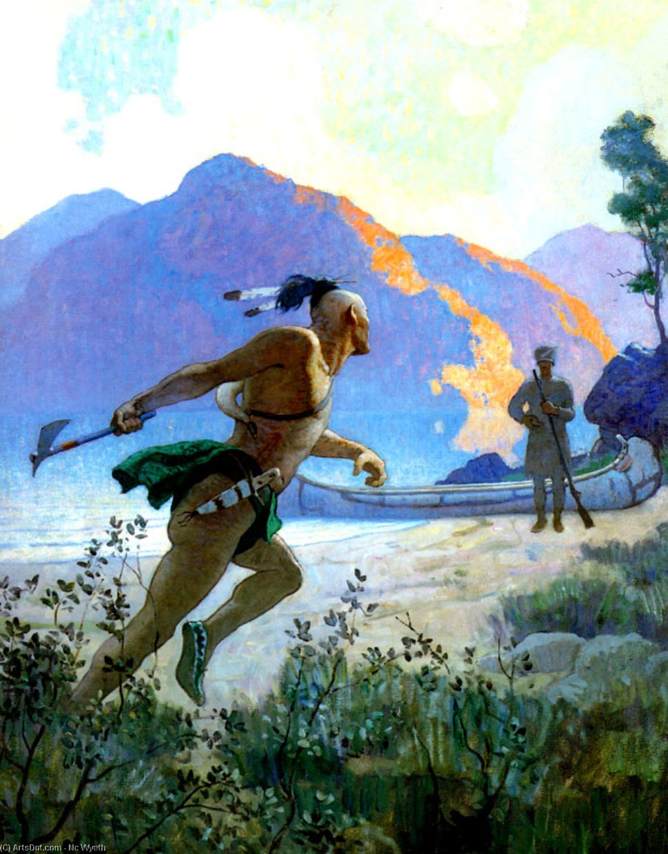 Wikioo.org - The Encyclopedia of Fine Arts - Painting, Artwork by Nc Wyeth - The Savage Gave the Yell