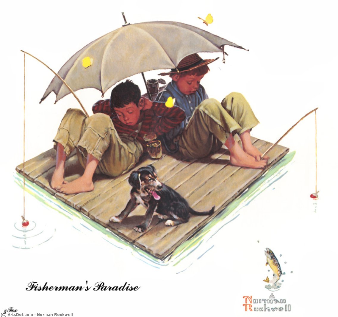 WikiOO.org - 백과 사전 - 회화, 삽화 Norman Rockwell - fishermans paradise