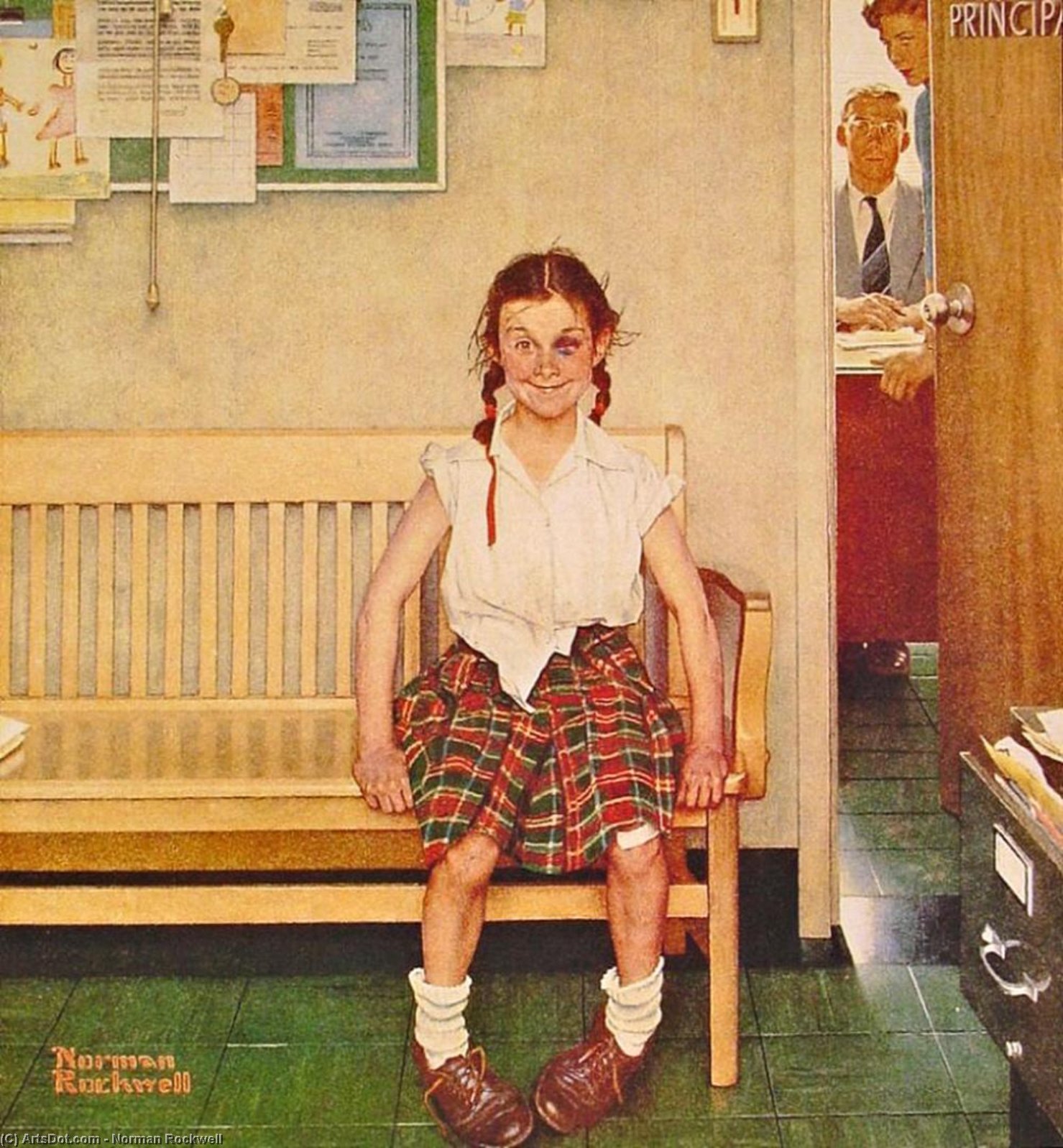Wikioo.org - The Encyclopedia of Fine Arts - Painting, Artwork by Norman Rockwell - Girl with black eye
