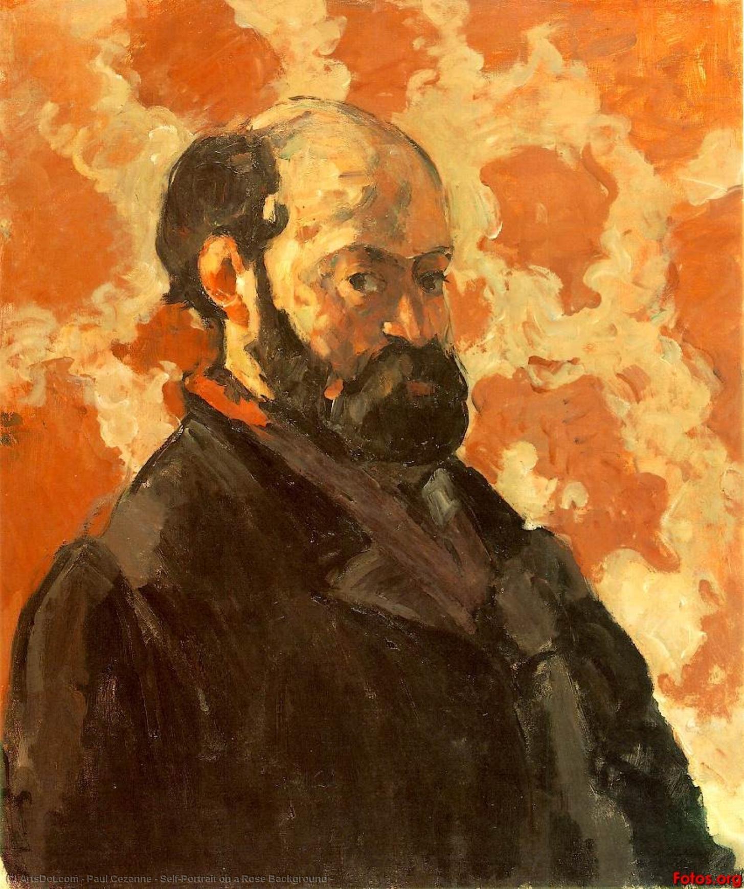Wikoo.org - موسوعة الفنون الجميلة - اللوحة، العمل الفني Paul Cezanne - Self-Portrait on a Rose Background -
