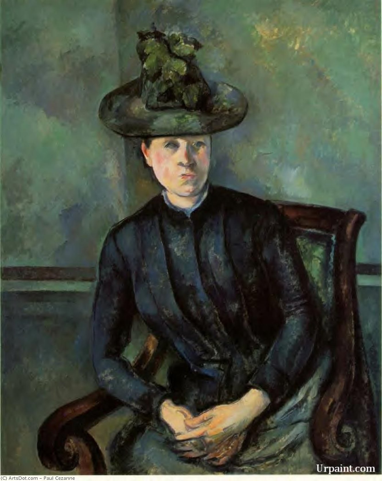Wikioo.org - The Encyclopedia of Fine Arts - Painting, Artwork by Paul Cezanne - Woman in a Green Hat (Madame Cezanne)
