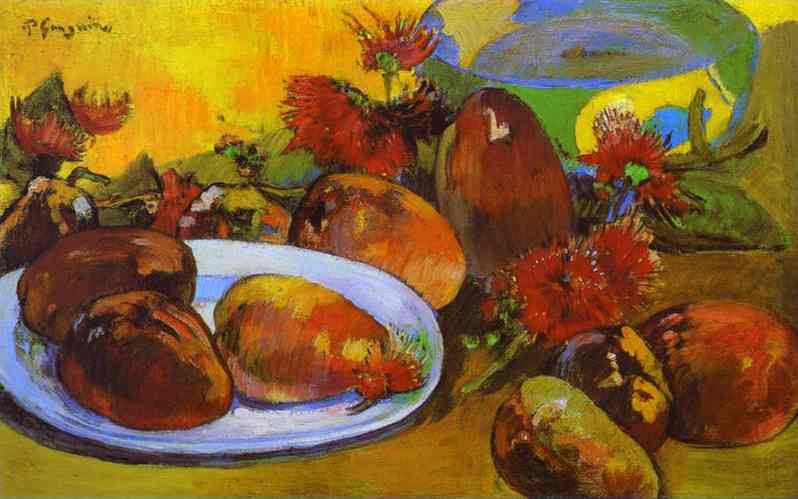 Wikioo.org - Bách khoa toàn thư về mỹ thuật - Vẽ tranh, Tác phẩm nghệ thuật Paul Gauguin - still life with mangoes