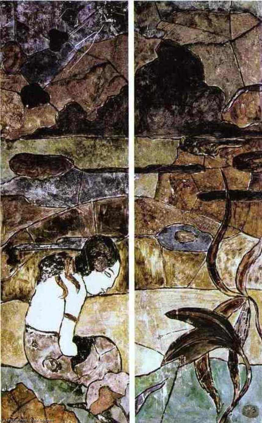 WikiOO.org – 美術百科全書 - 繪畫，作品 Paul Gauguin - 大溪地妇女在景观