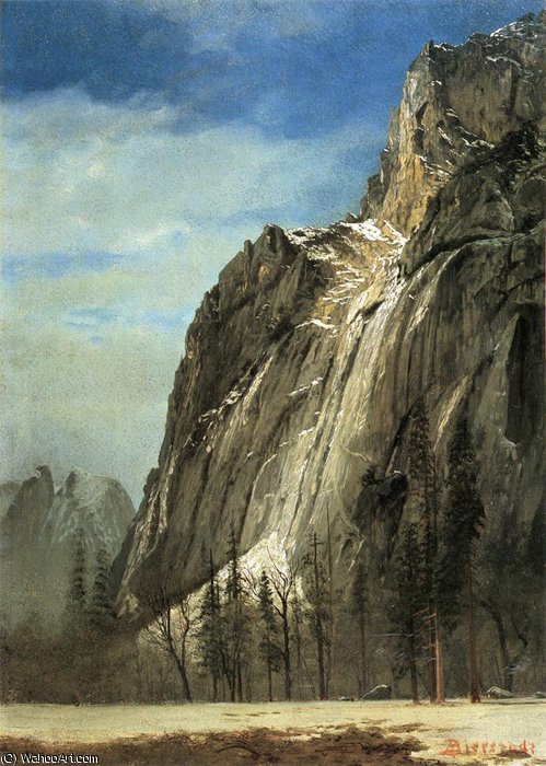Wikioo.org - The Encyclopedia of Fine Arts - Painting, Artwork by Albert Bierstadt - cathedral rocks a yosemite view