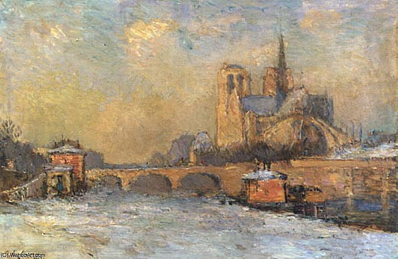 WikiOO.org - Encyclopedia of Fine Arts - Malba, Artwork Albert-Charles Lebourg (Albert-Marie Lebourg) - The Quay de La Tounelle and Notre Dame Paris