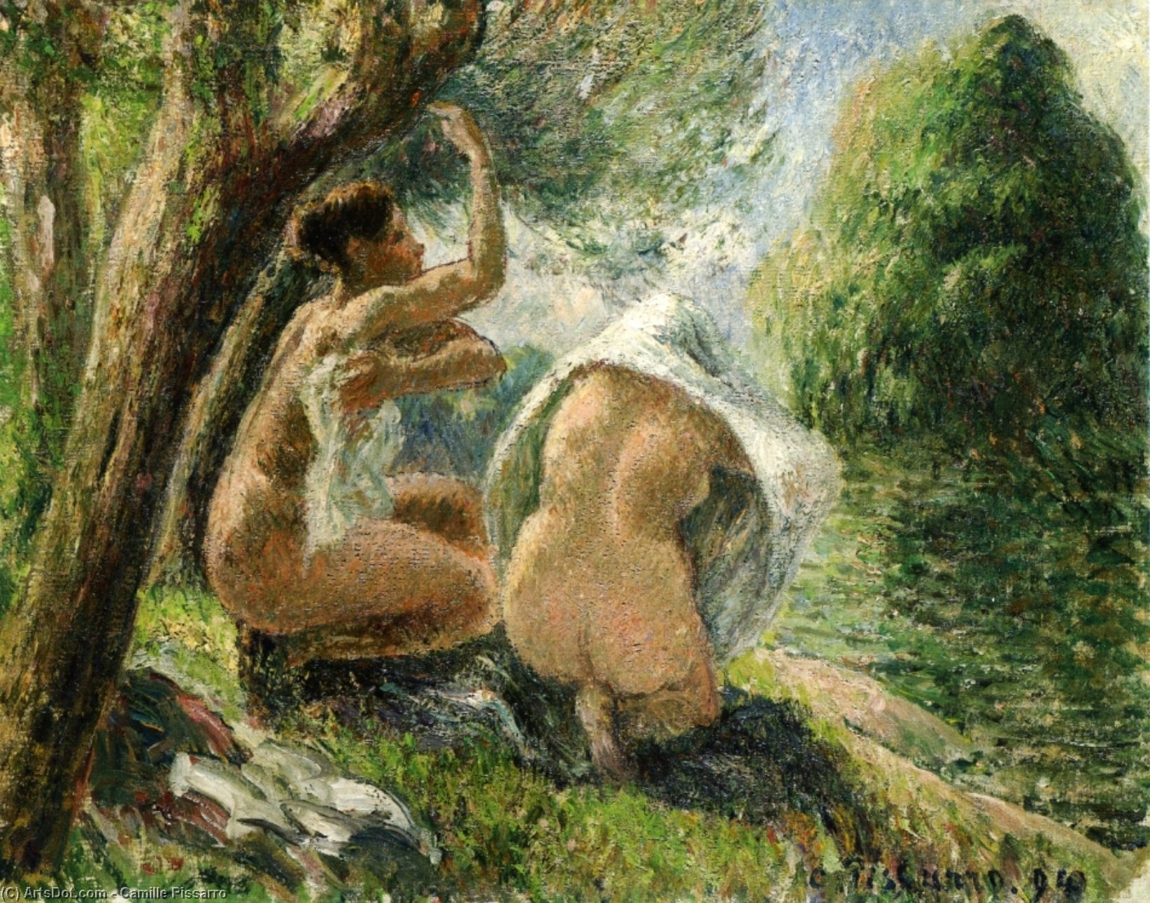 Wikioo.org - The Encyclopedia of Fine Arts - Painting, Artwork by Camille Pissarro - bathers - )