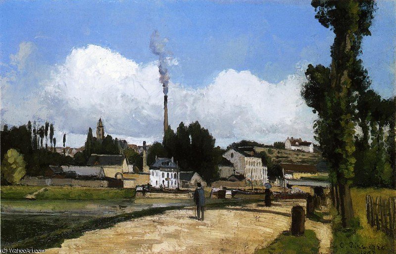 WikiOO.org - Güzel Sanatlar Ansiklopedisi - Resim, Resimler Camille Pissarro - Landscape with Factory.