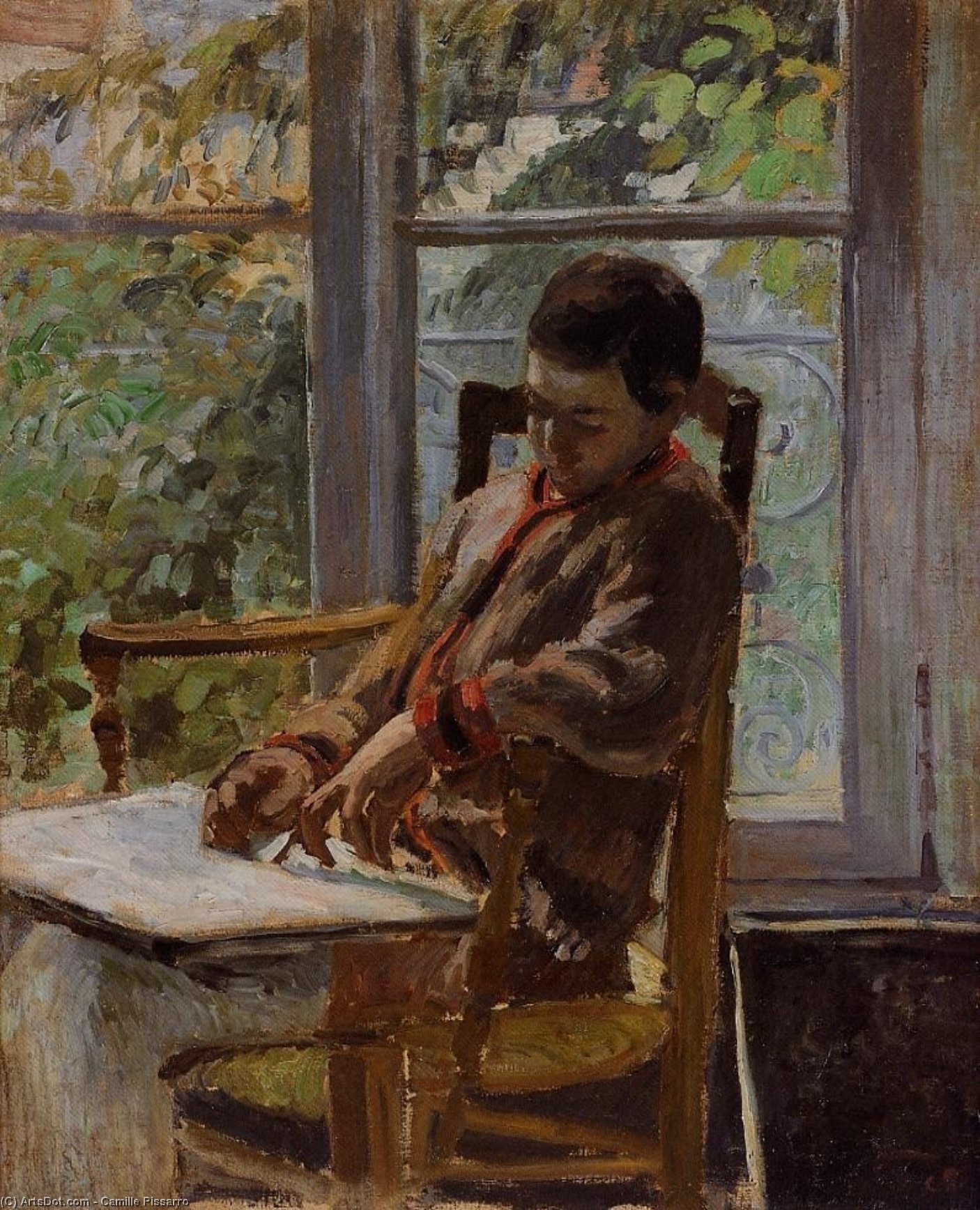 WikiOO.org - Encyclopedia of Fine Arts - Lukisan, Artwork Camille Pissarro - Lucien Pissarro in an Interior.