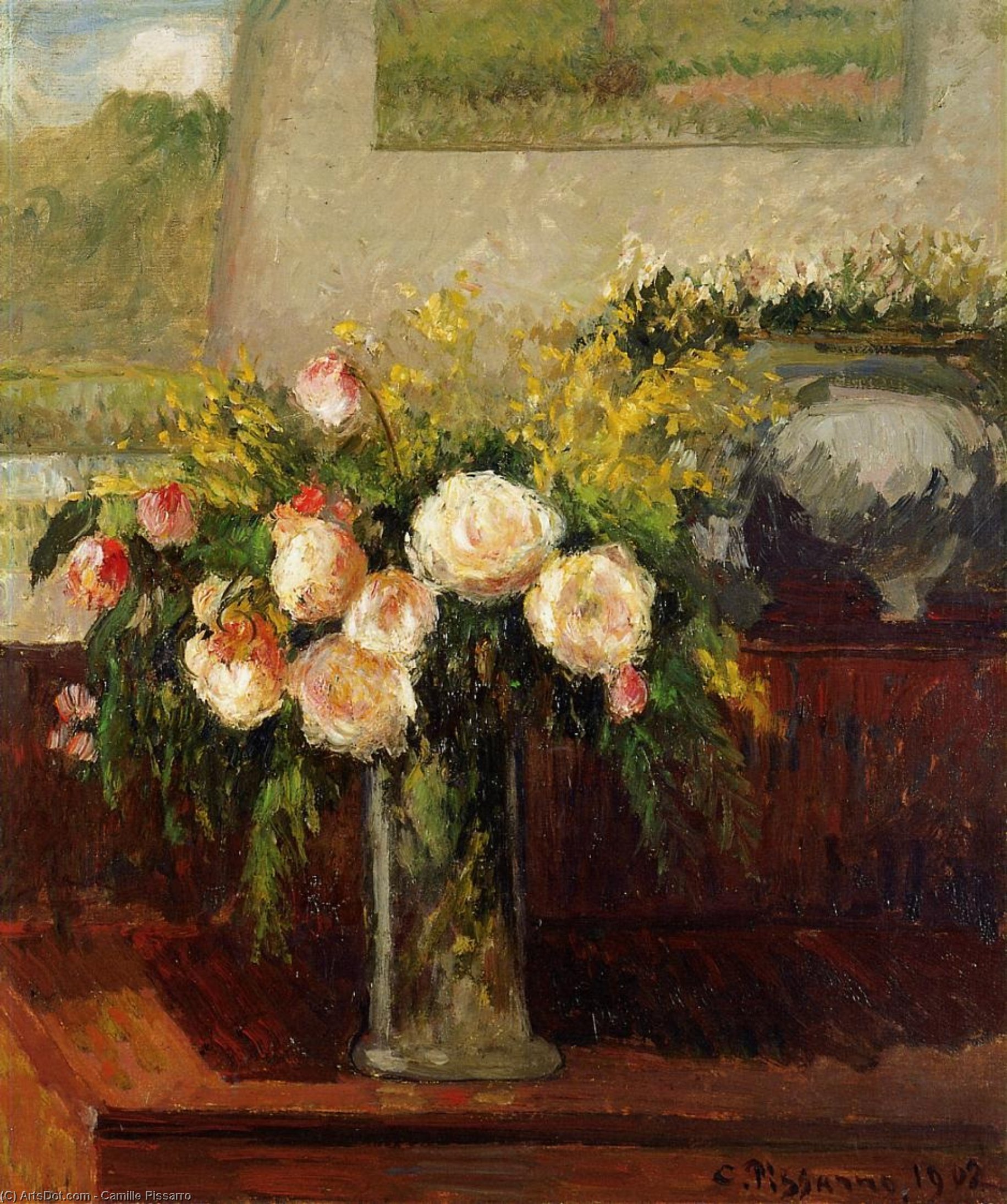 Wikioo.org - The Encyclopedia of Fine Arts - Painting, Artwork by Camille Pissarro - Roses of Nice.