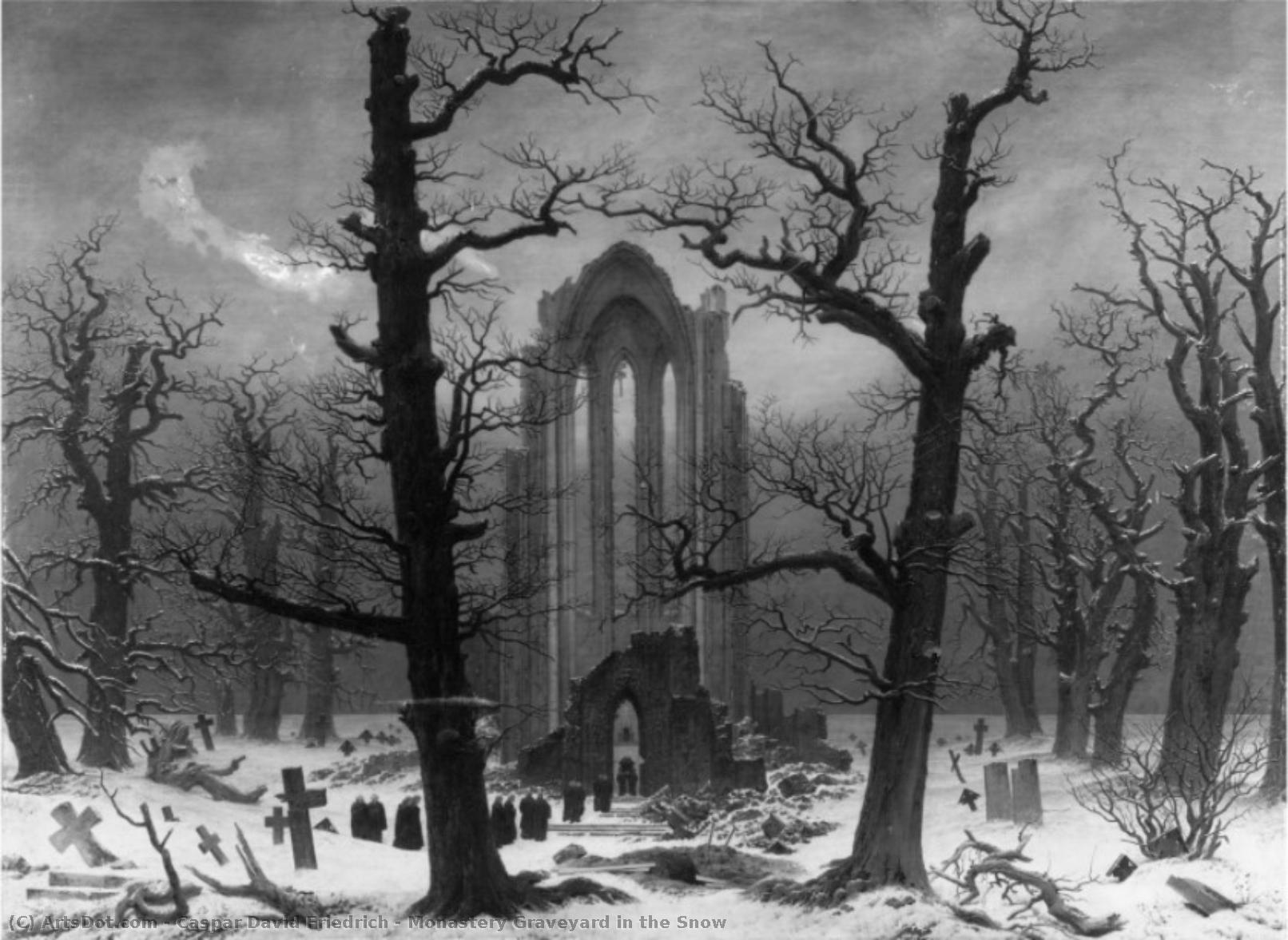 WikiOO.org - Encyclopedia of Fine Arts - Maalaus, taideteos Caspar David Friedrich - Monastery Graveyard in the Snow